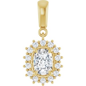 14K Yellow Gold 7x5 mm Elongated Cushion Pendant Mounting