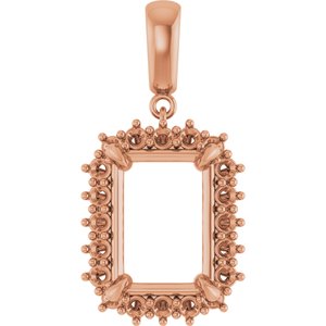 10K Rose Gold 14x10 mm Emerald Pendant Mounting – image 2