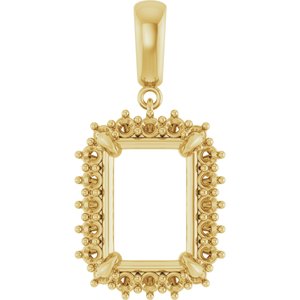 10K Yellow Gold 14x10 mm Emerald Pendant Mounting – image 2