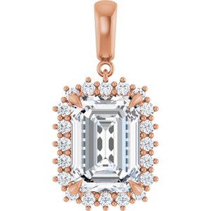 14K Rose Gold 14x10 mm Emerald Pendant Mounting