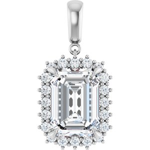 Sterling Silver 14x10 mm Emerald Pendant Mounting