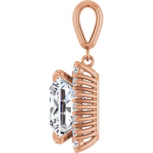 10K Rose Gold 12x12 mm Square Pendant Mounting – image 5