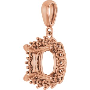 10K Rose Gold 10x10 mm Cushion Pendant Mounting – image 4