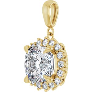 18K Yellow Gold 10x10 mm Cushion Pendant Mounting – image 3