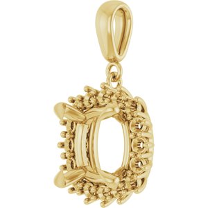 14K Yellow Gold 10x10 mm Cushion Pendant Mounting – image 4