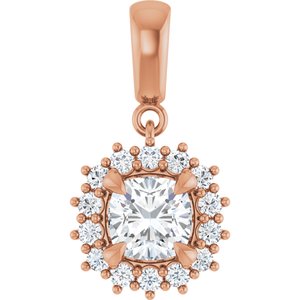10K Rose Gold 6x6 mm Cushion Pendant Mounting