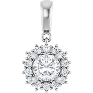 14K White Gold 6x6 mm Cushion Pendant Mounting