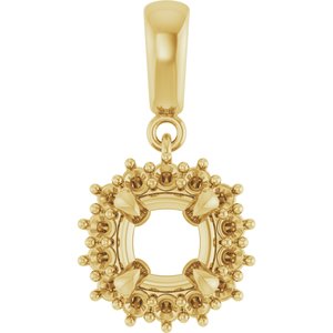 10K Yellow Gold 6x6 mm Cushion Pendant Mounting – image 2
