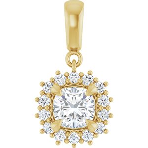 18K Yellow Gold 6x6 mm Cushion Pendant Mounting