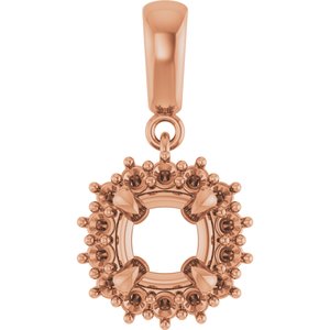 18K Rose Gold 6x6 mm Cushion Pendant Mounting – image 2