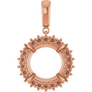 14K Rose Gold 15 mm Round Pendant Mounting – image 2