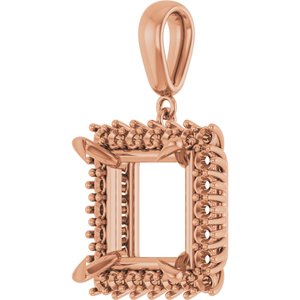 10K Rose Gold 12x12 mm Square Pendant Mounting – image 4