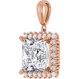 14K Rose Gold 12x12 mm Square Pendant Mounting – image 3