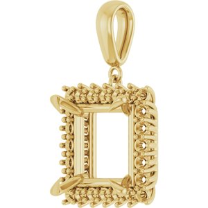 14K Yellow Gold 12x12 mm Square Pendant Mounting – image 4