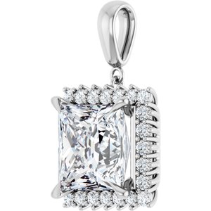 18K White Gold 12x12 mm Square Pendant Mounting – image 3