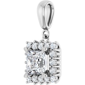 10K White Gold 6x6 mm Square Pendant Mounting – image 3