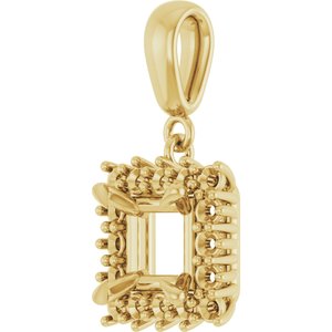 18K Yellow Gold 6x6 mm Square Pendant Mounting – image 4