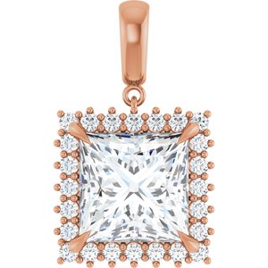 10K Rose Gold 12x12 mm Square Pendant Mounting