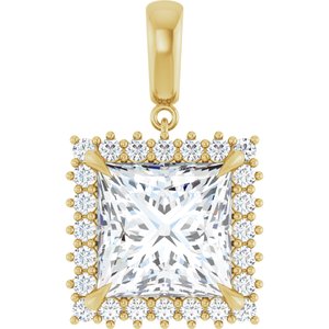 10K Yellow Gold 12x12 mm Square Pendant Mounting