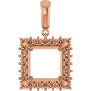 10K Rose Gold 12x12 mm Square Pendant Mounting – image 2