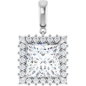 10K White Gold 12x12 mm Square Pendant Mounting