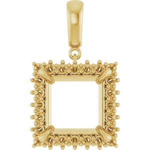 10K Yellow Gold 12x12 mm Square Pendant Mounting – image 2