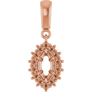 10K Rose Gold 7x3.5 mm Marquise Pendant Mounting – image 2