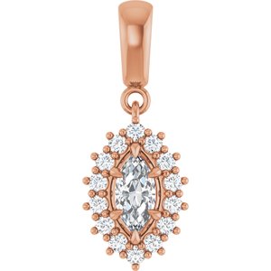 14K Rose Gold 7x3.5 mm Marquise Pendant Mounting