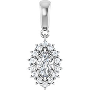 18K White Gold 7x3.5 mm Marquise Pendant Mounting