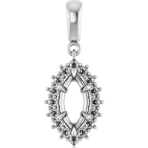18K White Gold 10x5 mm Marquise Pendant Mounting – image 2