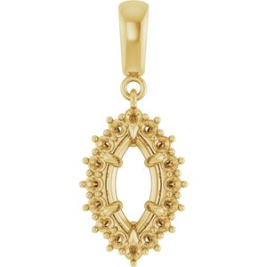 14K Yellow Gold 10x5 mm Marquise Pendant Mounting – image 2
