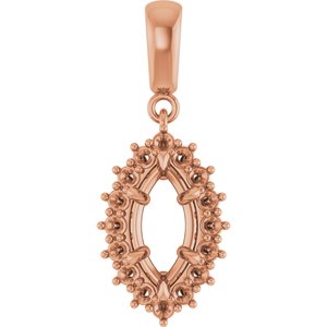 14K Rose Gold 10x5 mm Marquise Pendant Mounting – image 2