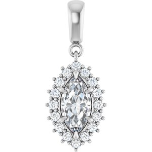 14K White Gold 10x5 mm Marquise Pendant Mounting
