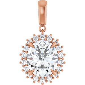 10K Rose Gold 13x11 mm Oval Pendant Mounting
