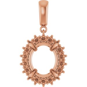 14K Rose Gold 13x11 mm Oval Pendant Mounting – image 2