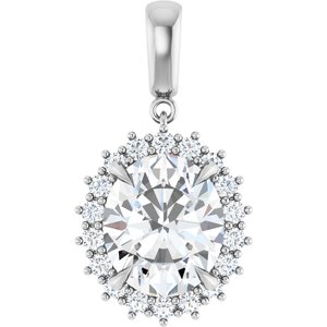 14Kx1 White Gold 13x11 mm Oval Pendant Mounting