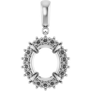 18K White Gold 13x11 mm Oval Pendant Mounting – image 2