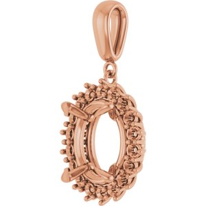 10K Rose Gold 13x11 mm Oval Pendant Mounting – image 4