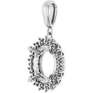 14K White Gold 13x11 mm Oval Pendant Mounting – image 4