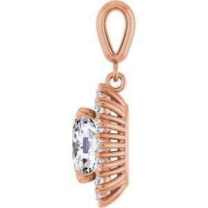 14K Rose Gold 9x7 mm Elongated Cushion Pendant Mounting – image 5