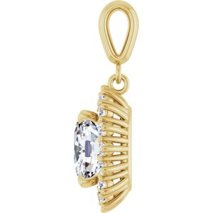 18K Yellow Gold 9x7 mm Elongated Cushion Pendant Mounting – image 5