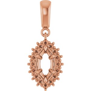 18K Rose Gold 8x4 mm Marquise Pendant Mounting – image 2
