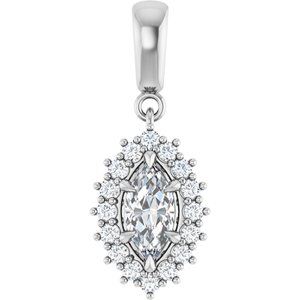 14K White Gold 8x4 mm Marquise Pendant Mounting