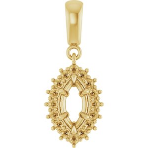 10K Yellow Gold 8x4 mm Marquise Pendant Mounting – image 2