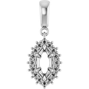 14Kx1 White Gold 8x4 mm Marquise Pendant Mounting – image 2