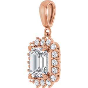 10K Rose Gold 8x6 mm Emerald Pendant Mounting – image 3