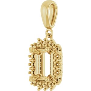 18K Yellow Gold 8x6 mm Emerald Pendant Mounting – image 4