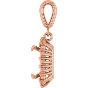 14K Rose Gold 8x6 mm Emerald Pendant Mounting – image 6