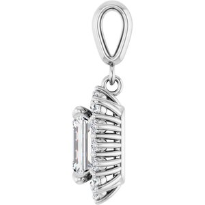 18K White Gold 8x6 mm Emerald Pendant Mounting – image 5