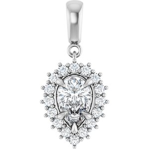 14K White Gold 8.5x5.5 mm Pear Pendant Mounting